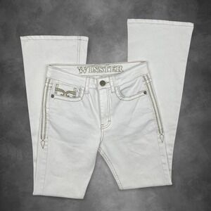 Y2K Western Grunge Bootcut Jeans in White Flare Rodeo Women's Size 30 Cowgirl